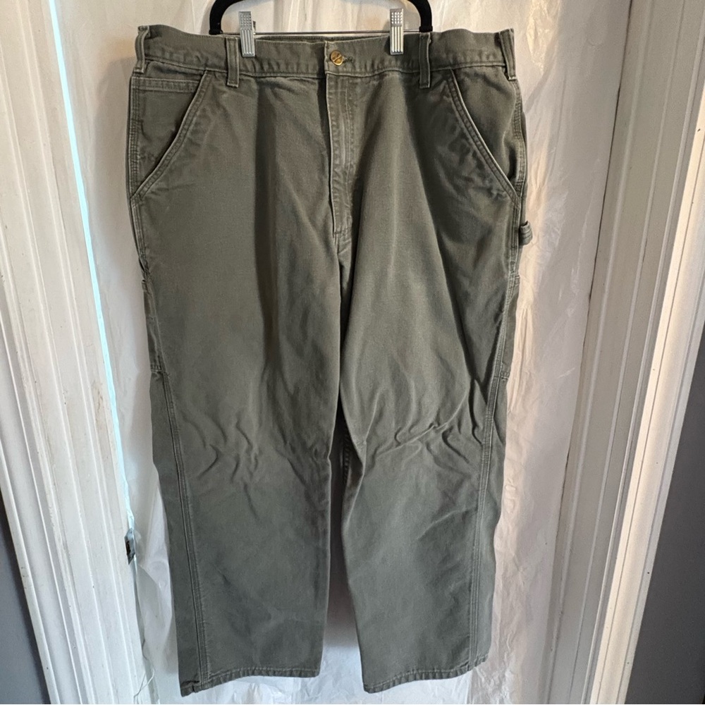 Carhartt Men's Sage Green Carpenter Pants Size 40x30 Cotton Canvas Work Outdoors